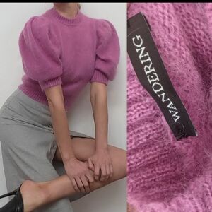 Wandering ITALY mohair puff sleeve Demure sweater s